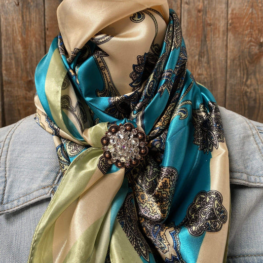 Wild Rag Slides WRC299C Turquoise Paisley Wild Rag / Scarf - Copper Clear Slide WRC299C