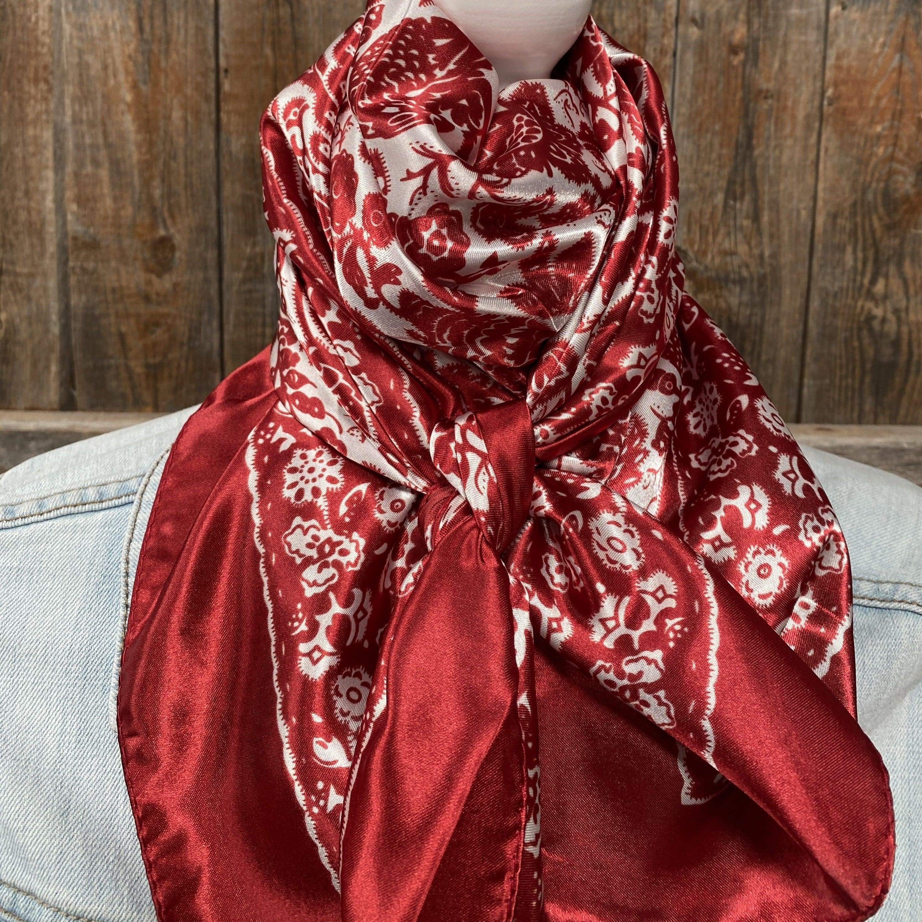 thumbnail image 2 of Wyoming Traders 100% Silk Paisley Wild Rag Scarf – 34 Inch – Unisex Western Cowboy 2 of 4