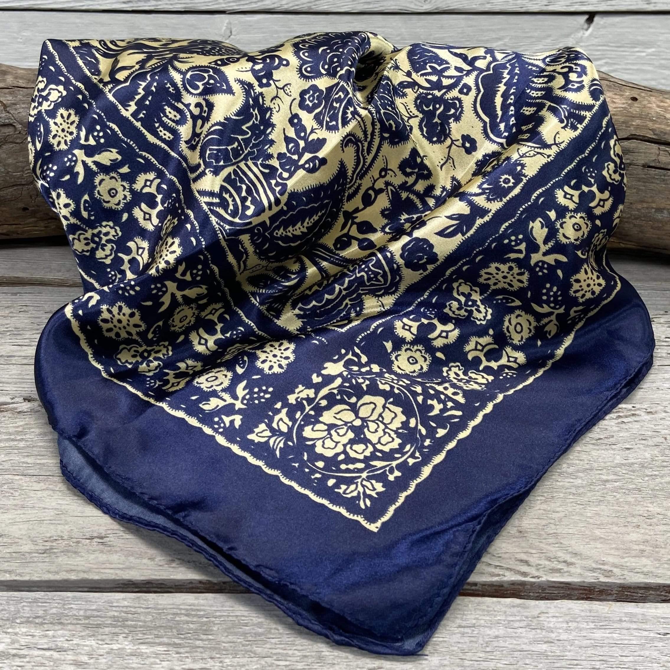 Wild Rags WR144 Royal Blue & Cream Paisley Wild Rag/Scarf WR144
