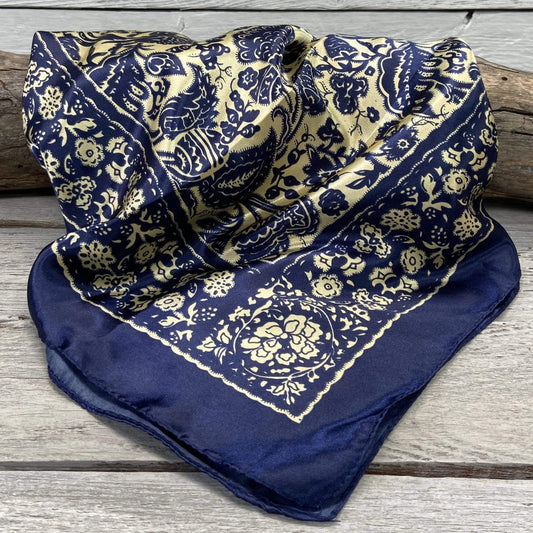Wild Rags WR144 Royal Blue & Cream Paisley Wild Rag/Scarf WR144