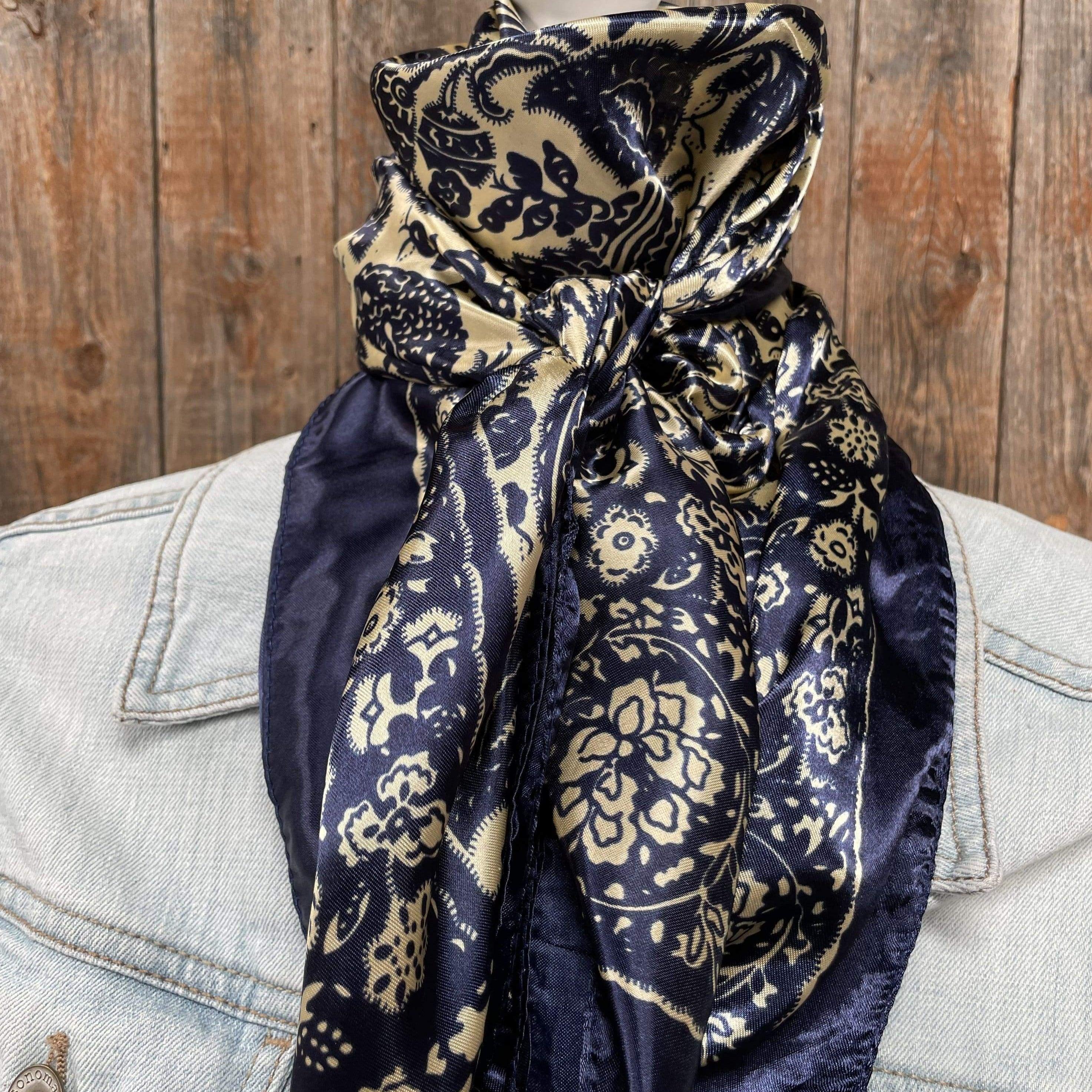Wild Rags WR144 Royal Blue & Cream Paisley Wild Rag/Scarf WR144