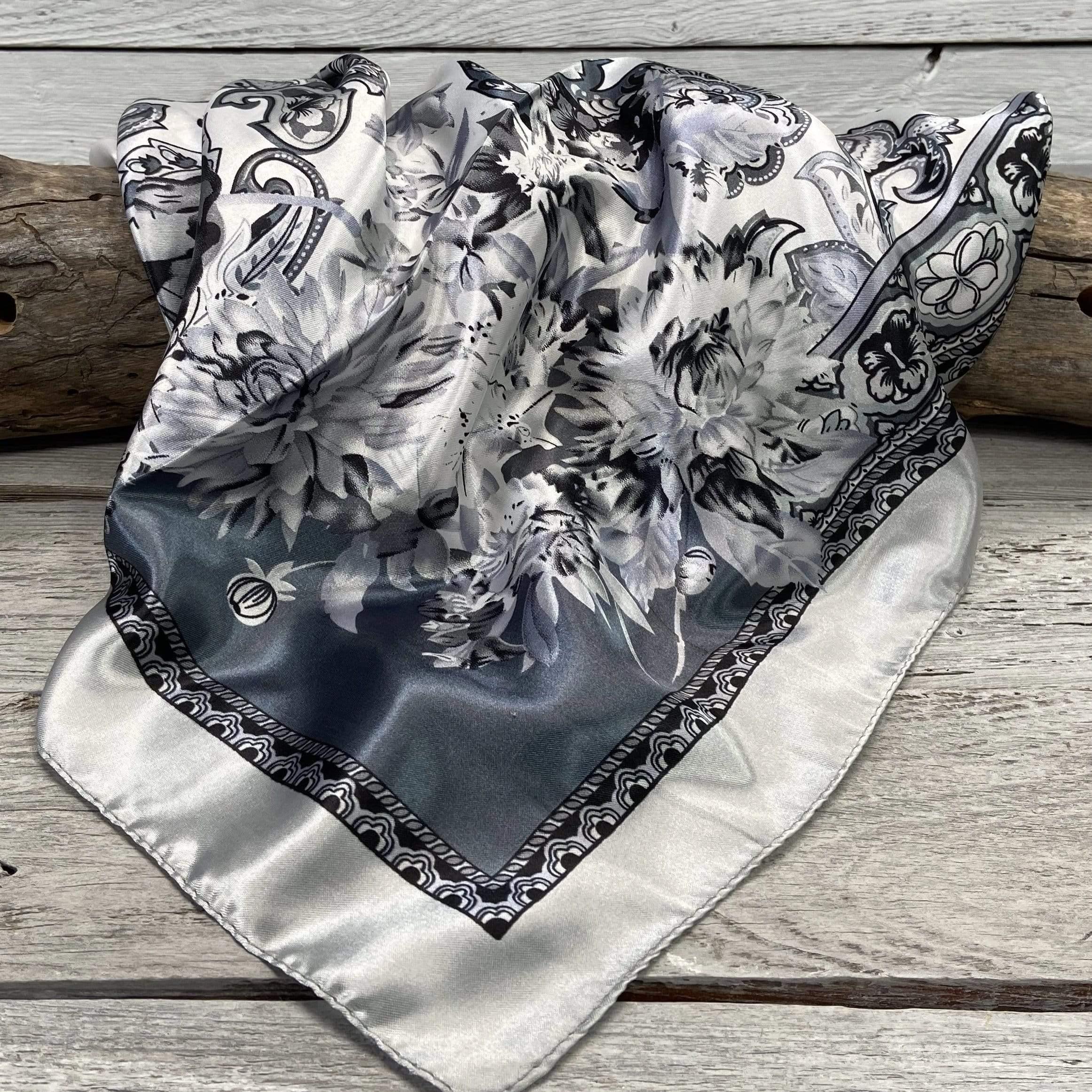 Wild Rags WR172 Silver & White Floral Paisley Wild Rag/Scarf WR172
