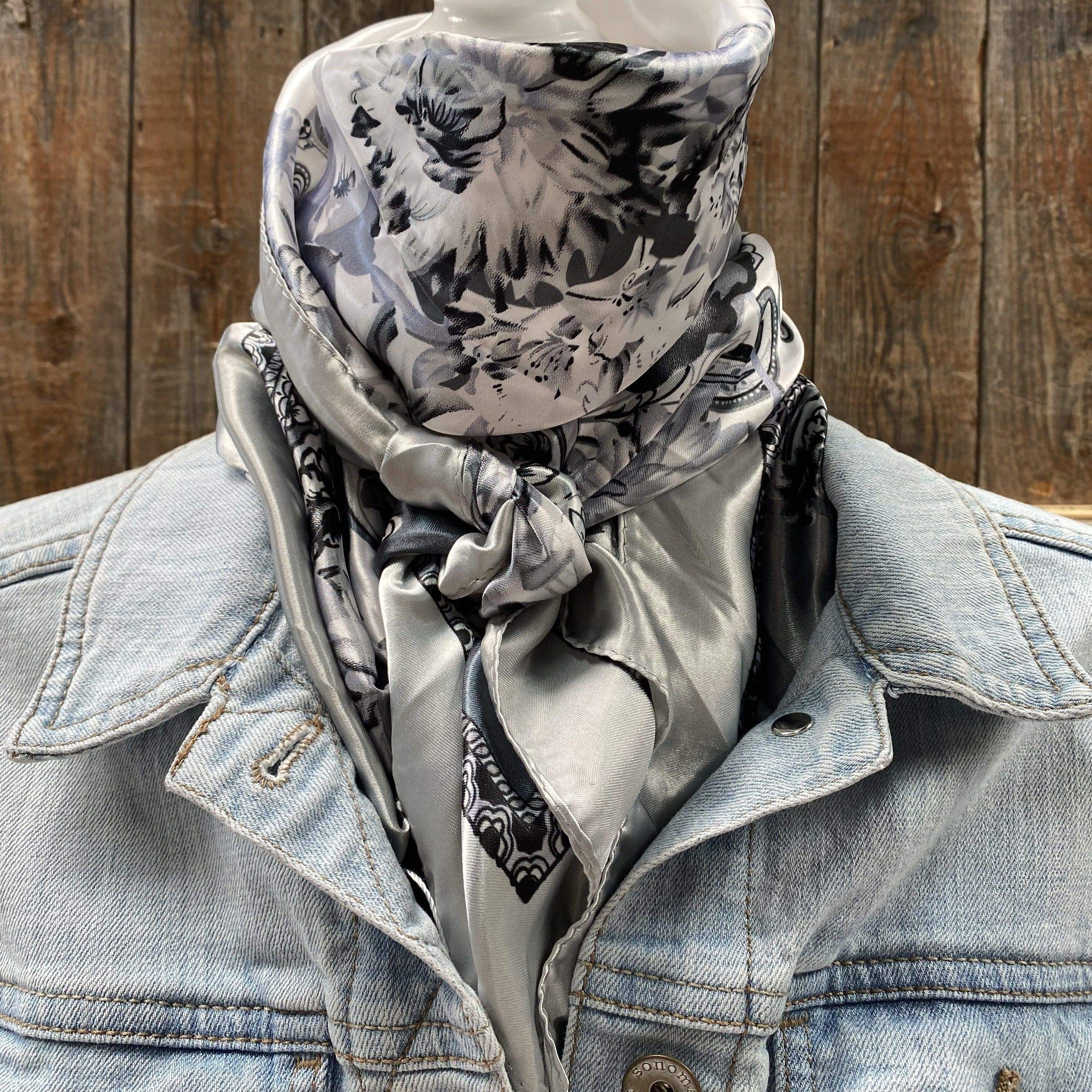 Wild Rags WR172 Silver & White Floral Paisley Wild Rag/Scarf WR172