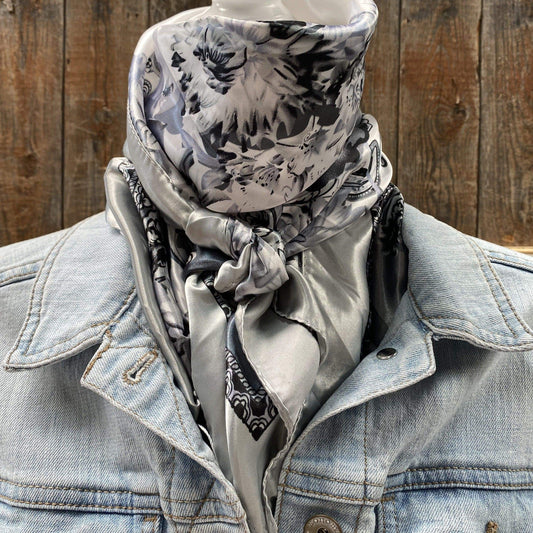 Wild Rags WR172 Silver & White Floral Paisley Wild Rag/Scarf WR172