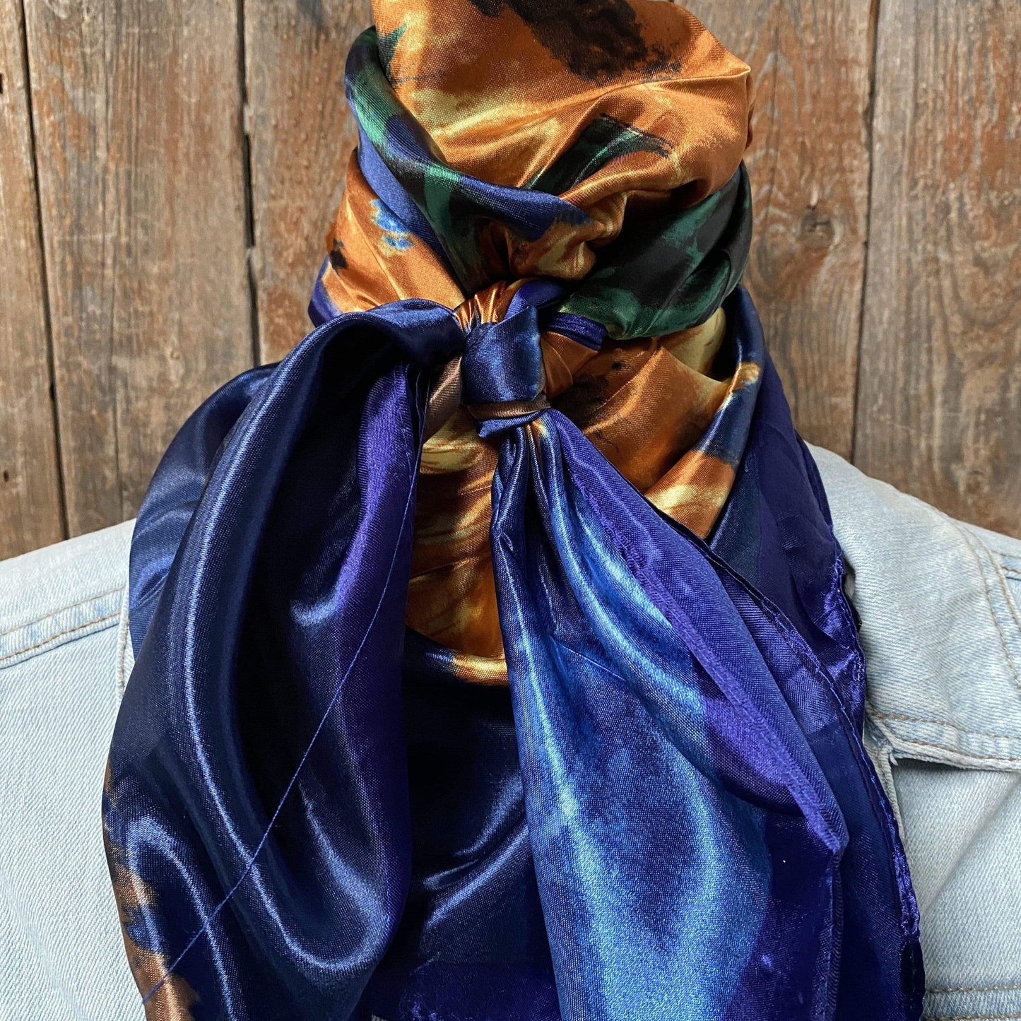 Wild Rags WR2101 Blue Painted Sunflowers Wild Rag / Scarf WR2101