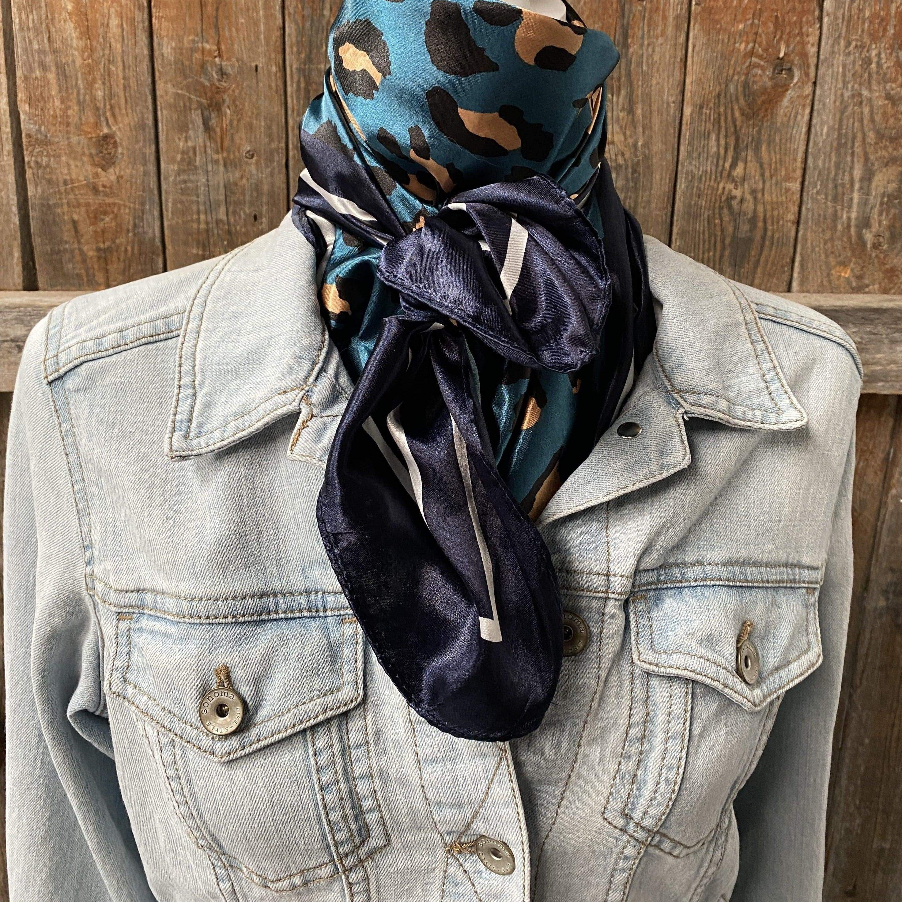 Wild Rags WR2404 Teal Cheetah Wild Rag /Scarf WR2404