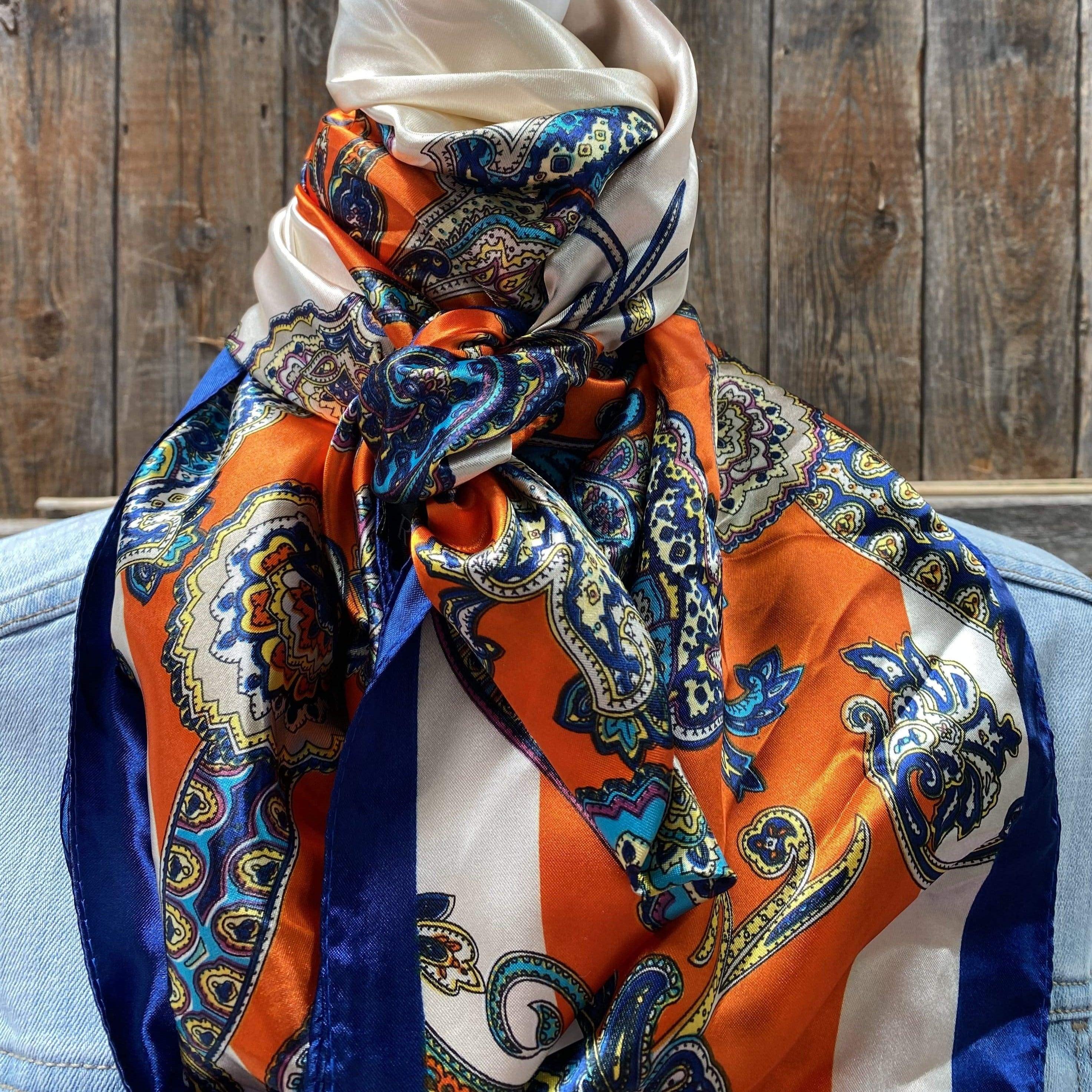 Wild Rags WR302 Orange & Blue Paisley Wild Rag/Scarf WR302