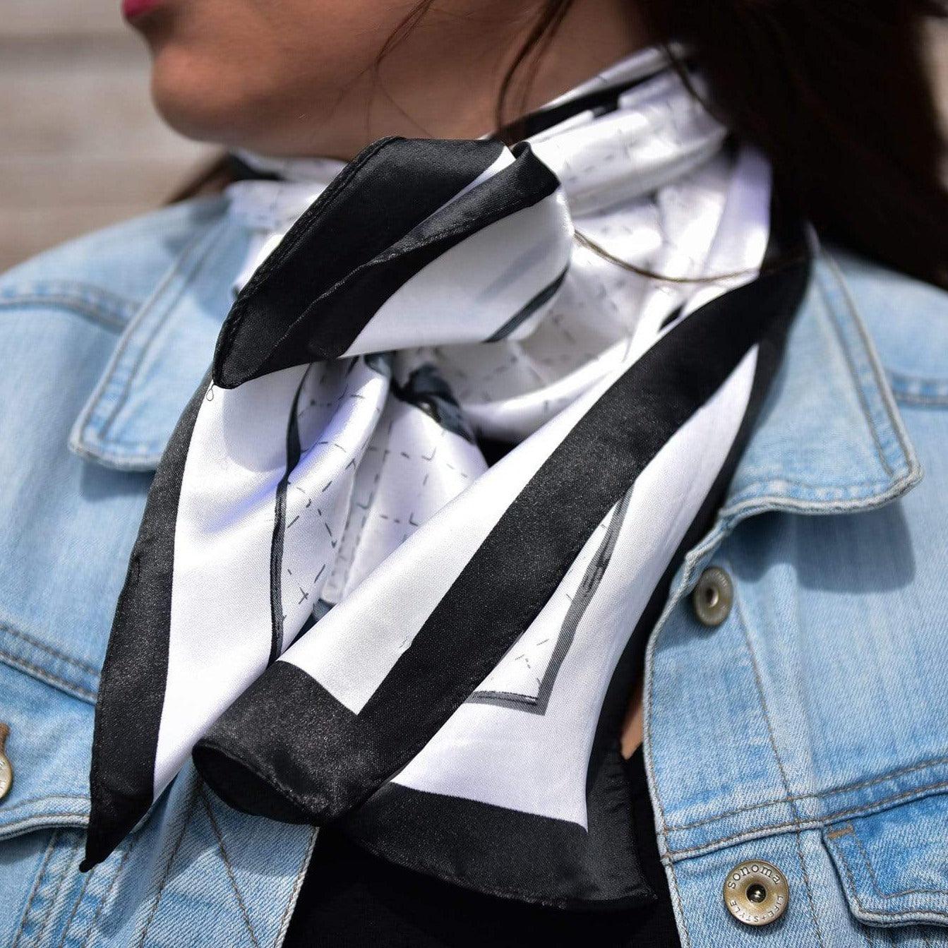 Wild Rags WR323 Black / White Four Leaf Clover Wild Rag / Scarf WR323