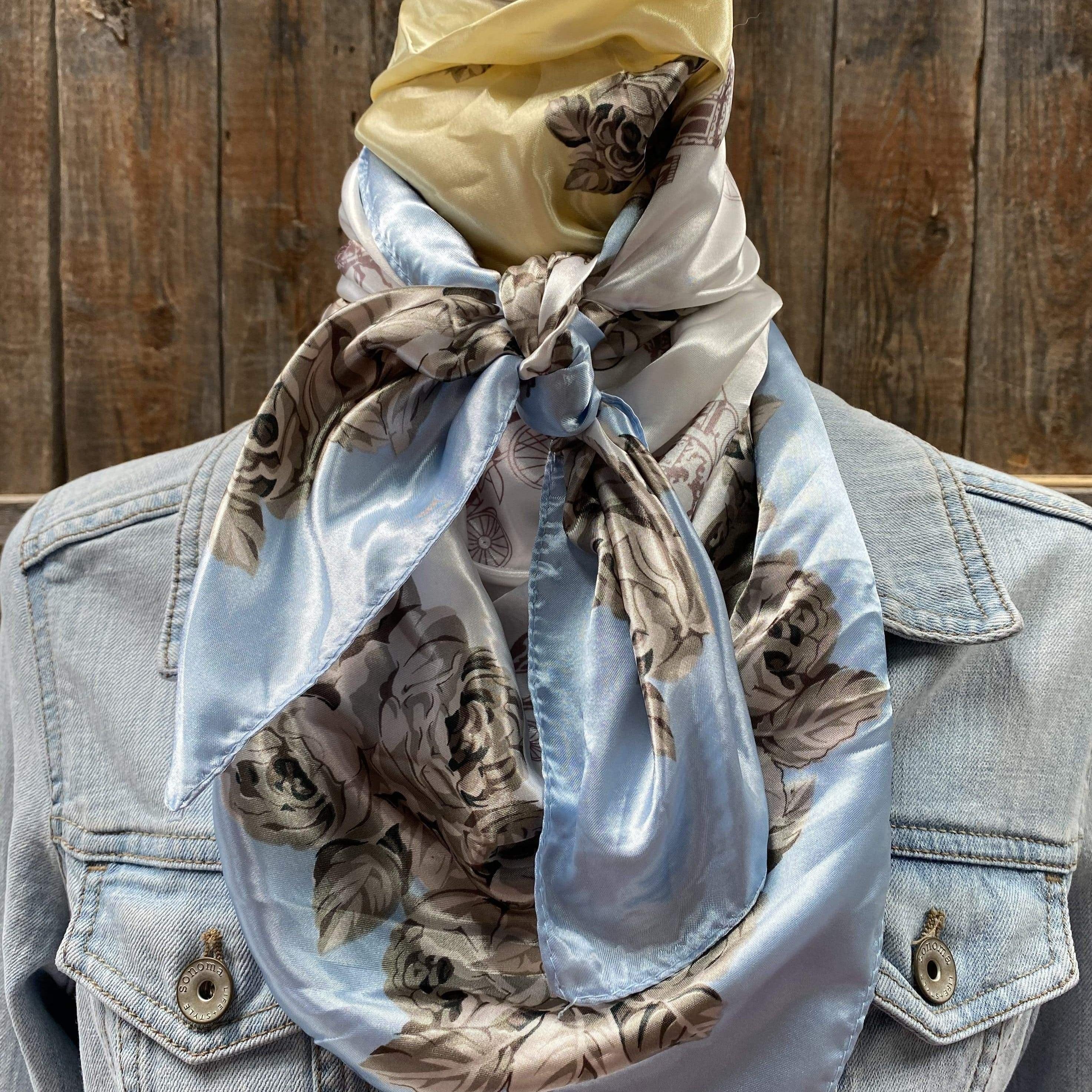 Wild Rags WR590 Pale Blue & Cream Floral Wild Rag/Scarf WR590