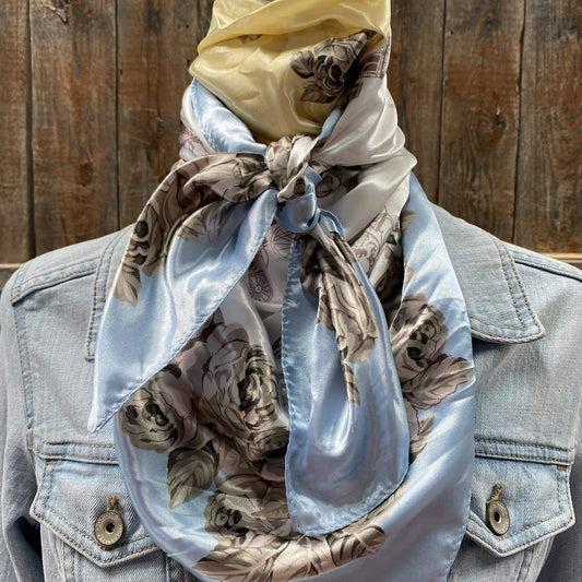 Wild Rags WR590 Pale Blue & Cream Floral Wild Rag/Scarf WR590