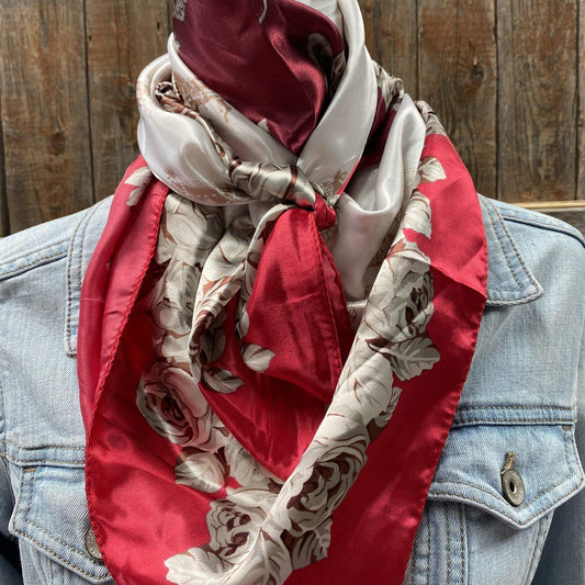 Wild Rags WR592 Red & Wine Floral Wild Rag / Scarf WR592