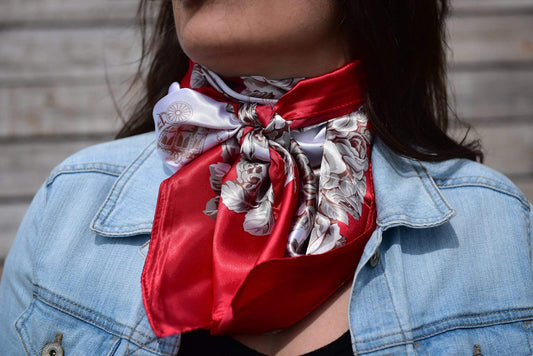 Wild Rags WR592 Red & Wine Floral Wild Rag / Scarf WR592