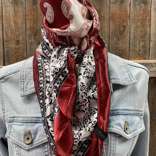 Wild Rags WR687 Wine Red/Cream Paisley Wild Rag/Scarf WR687