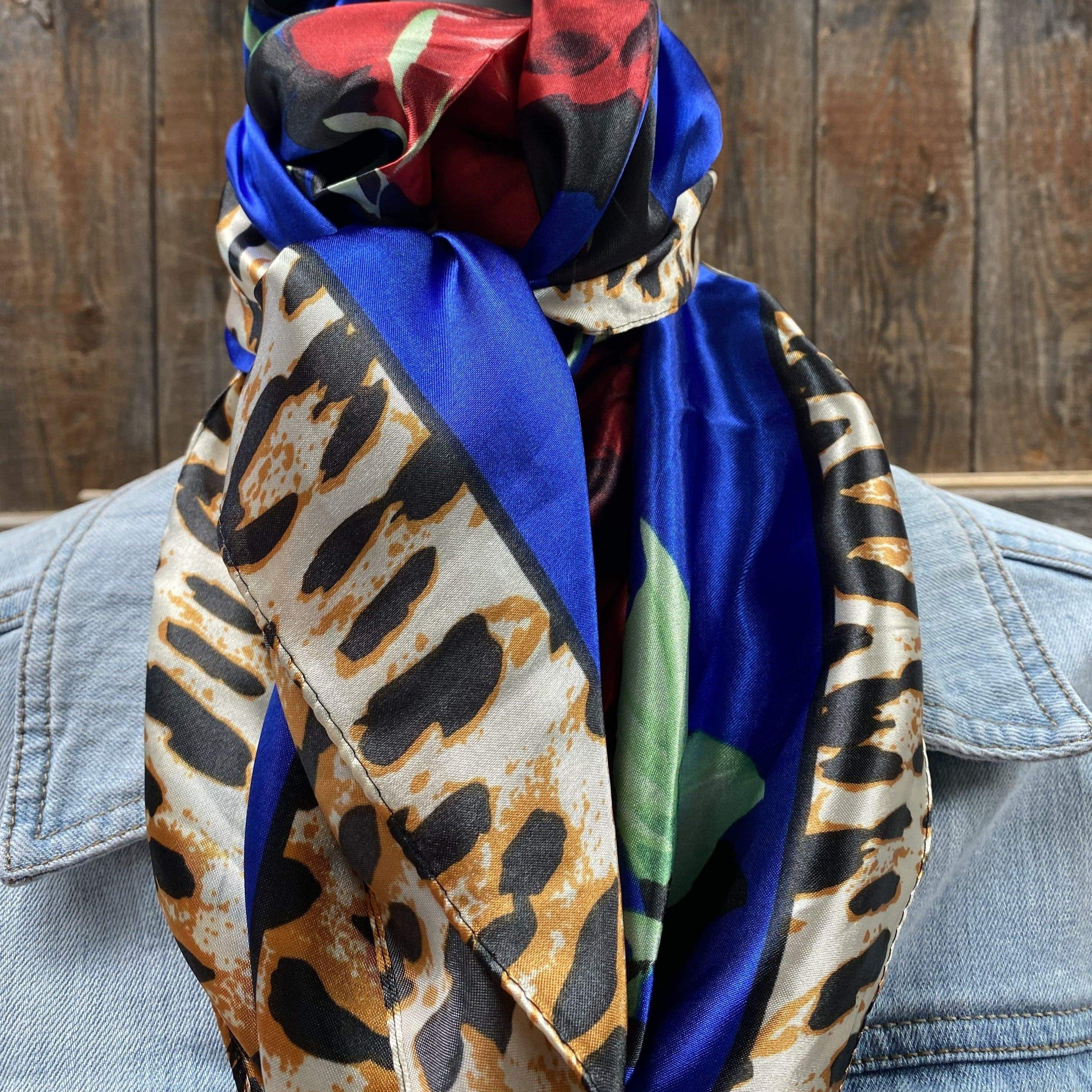 Wild Rags WR701 Royal Blue Leopard Print Wild Rag/Scarf WR701