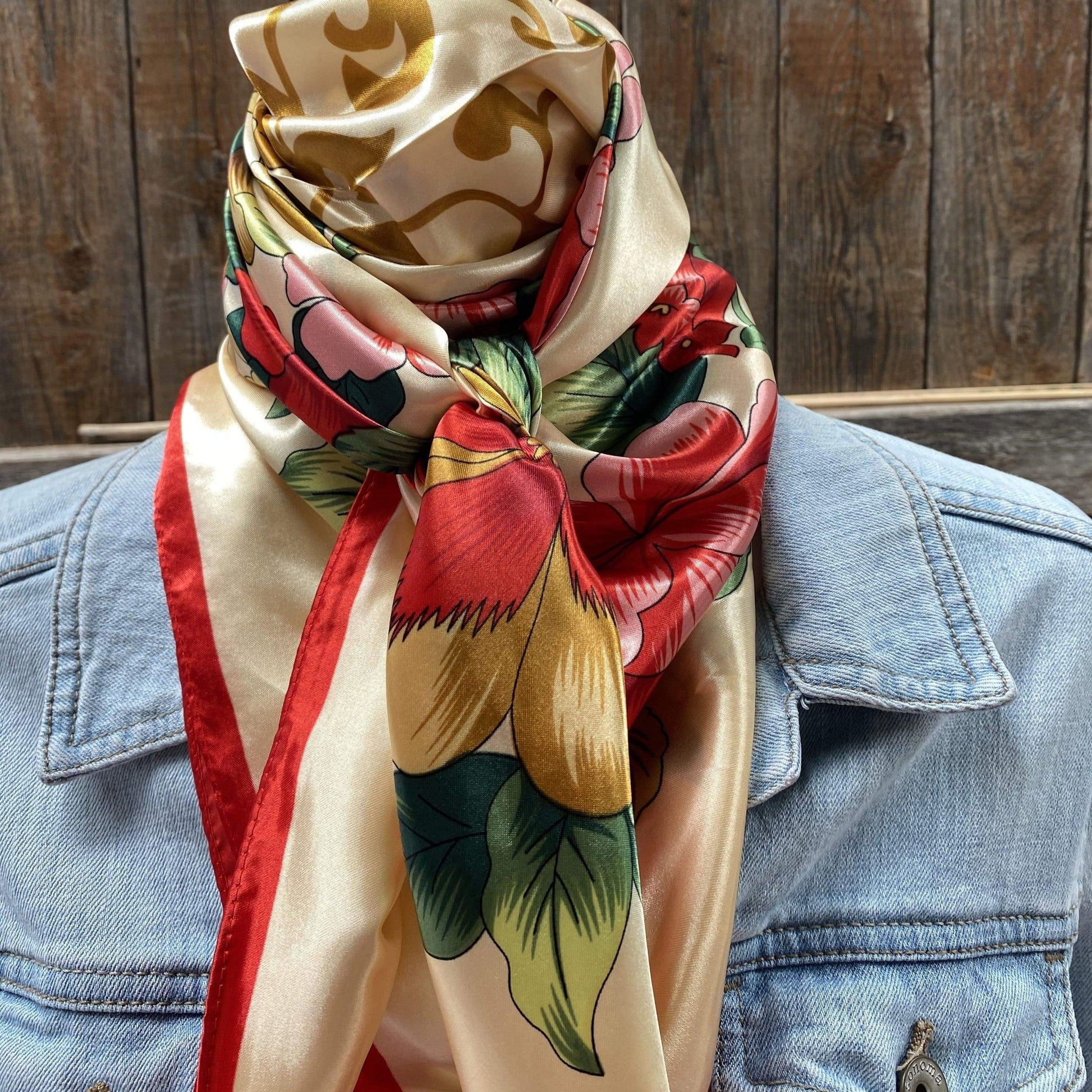 Wild Rags WR832 Red Green & Gold Floral Wild Rag / Scarf WR832
