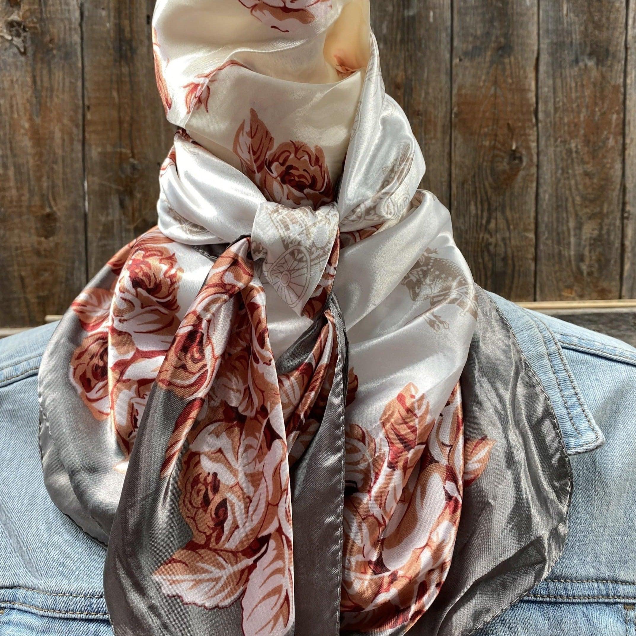 Wild Rags WR852 Grey & Pink Floral Wild Rag / Scarf WR852