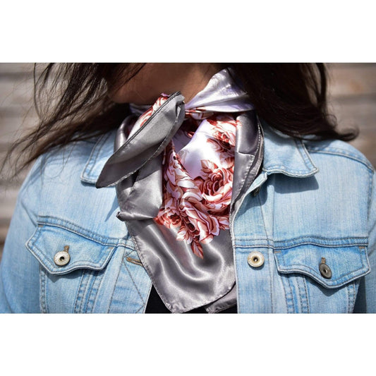 Wild Rags WR852 Grey & Pink Floral Wild Rag / Scarf WR852