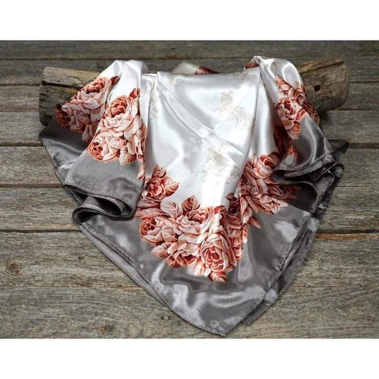 Wild Rags WR852 Grey & Pink Floral Wild Rag / Scarf WR852