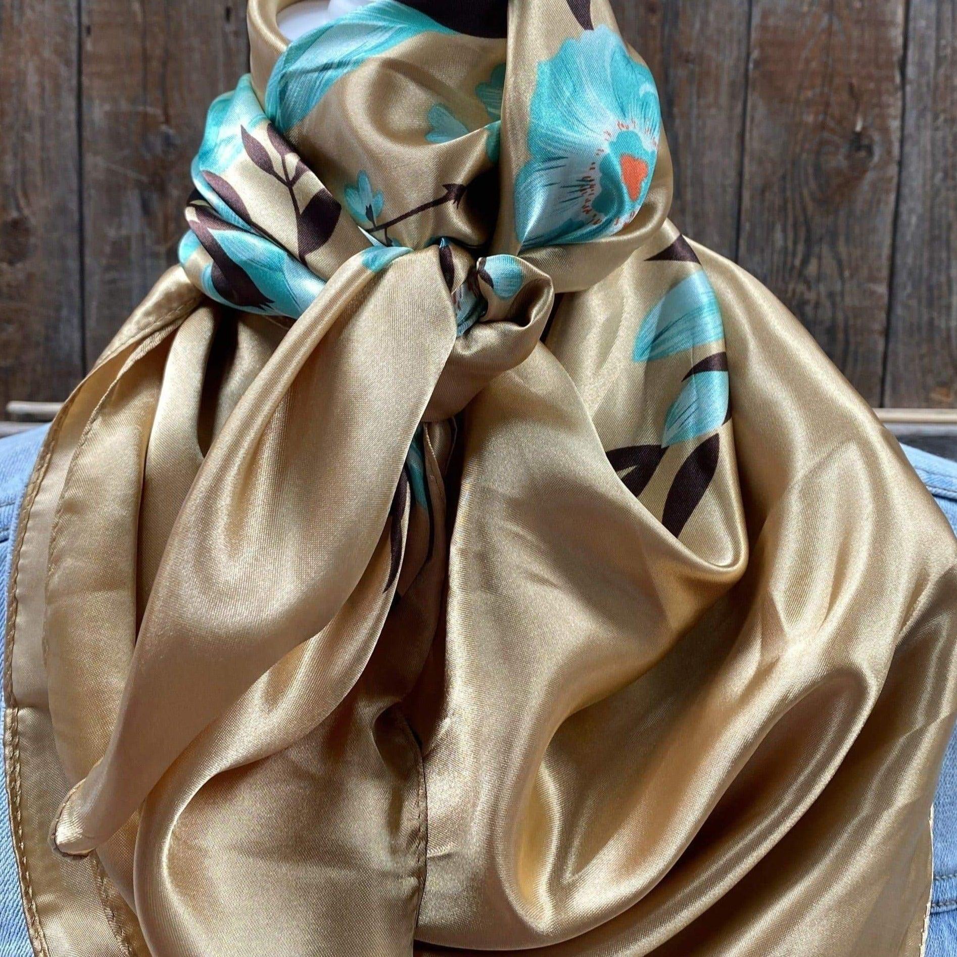 Wild Rags WR853 Gold & Turquoise Floral Wild Rag/Scarf WR853