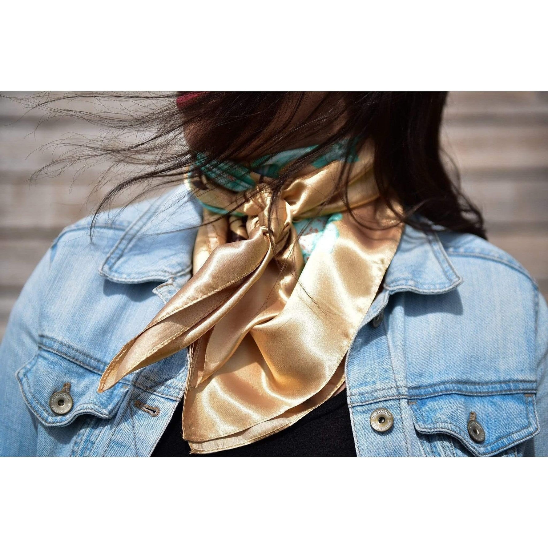 Wild Rags WR853 Gold & Turquoise Floral Wild Rag/Scarf WR853