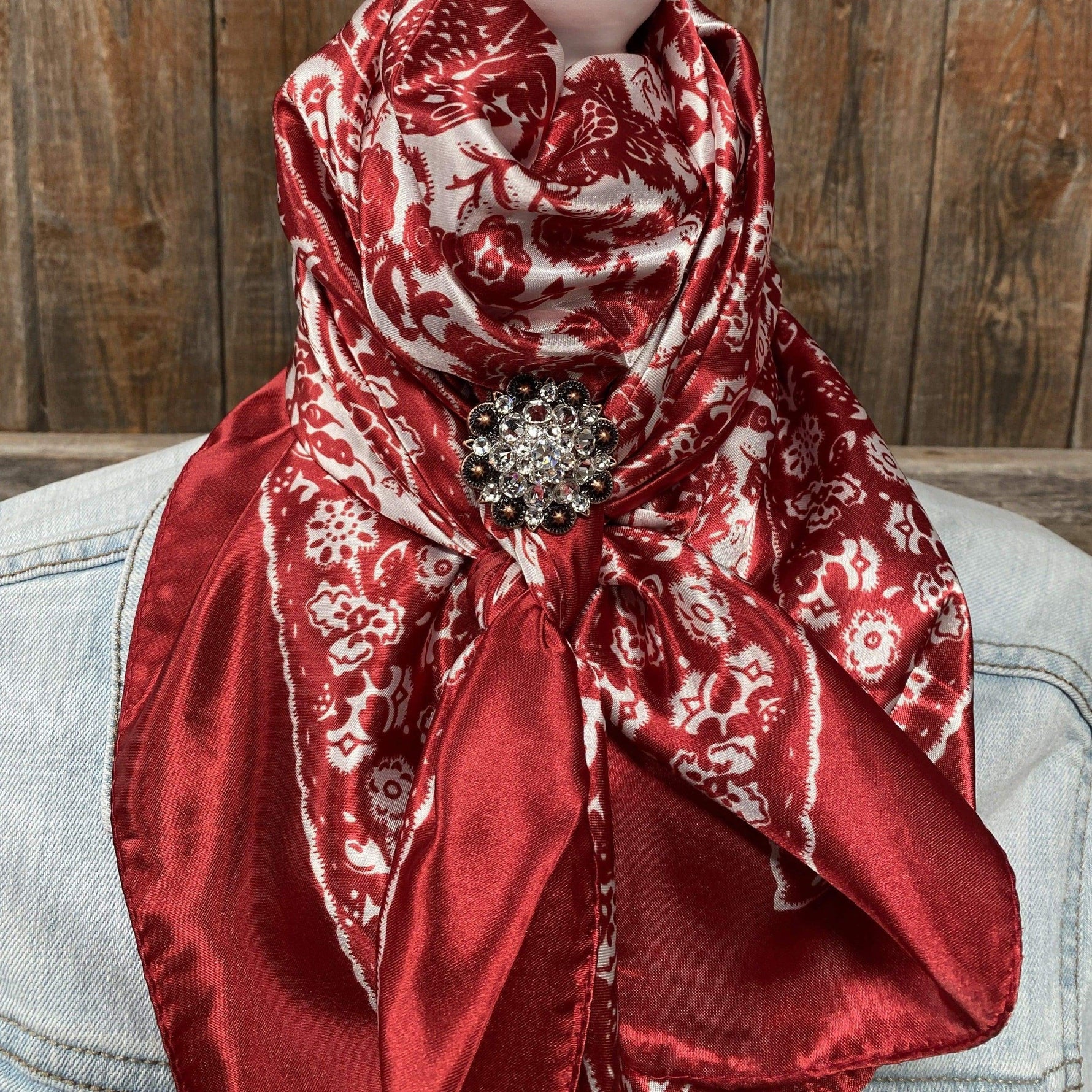 Wild Rags WRC143B Red & Cream Paisley Wild Rag/Scarf -Copper Clear Slide WRC143B