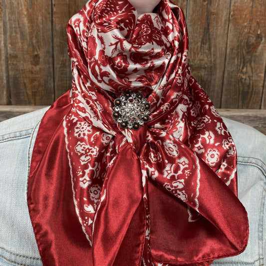 Wild Rags WRC143B Red & Cream Paisley Wild Rag/Scarf -Copper Clear Slide WRC143B