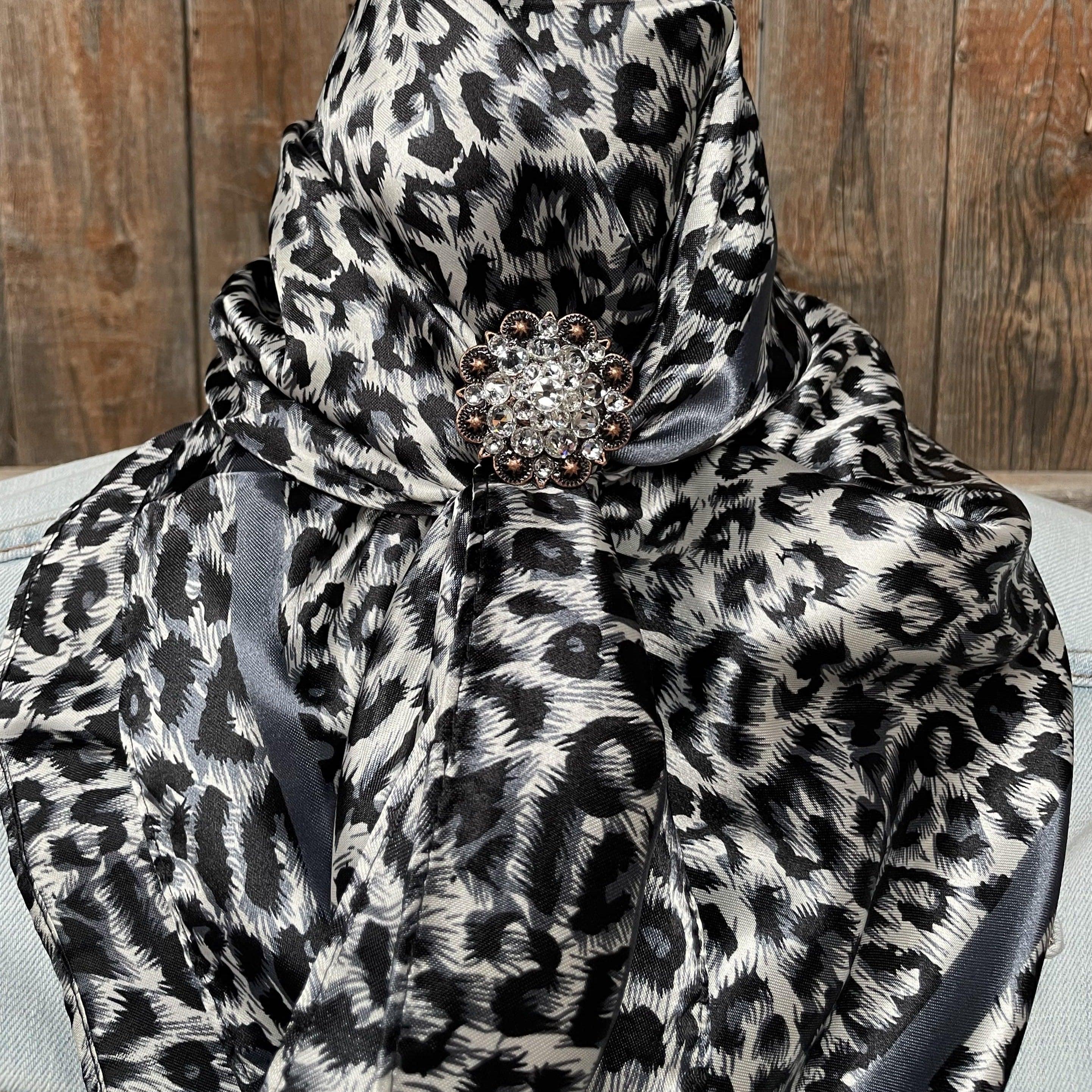 Wild Rags WRC167C Snow Leopard Wild Rag/Scarf - Copper Clear Crystal Slide WRC167C