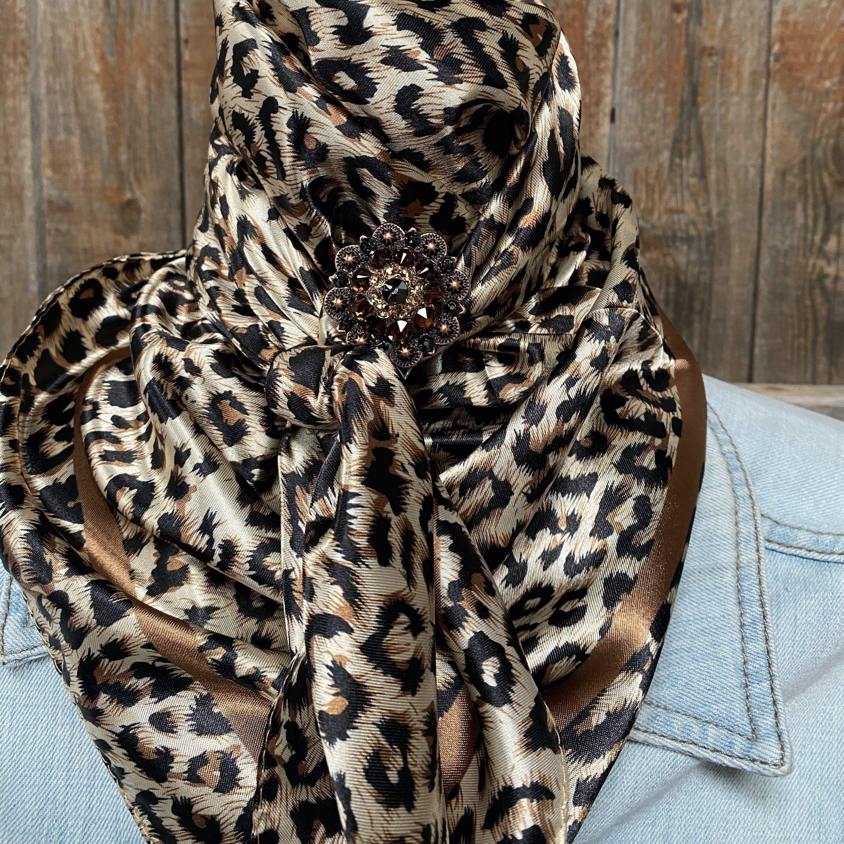 Wild Rags WRC168A Tan Leopard Wild Rag/Scarf - Copper Jet, Champagne, Topaz Slide WRC168A