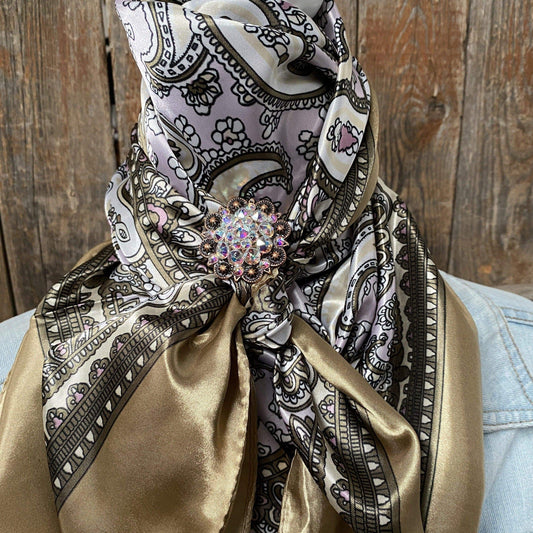 Wild Rags WRC2145C Tan & Pink Paisley Wild Rag / Scarf -Copper AB Slide WRC2145C