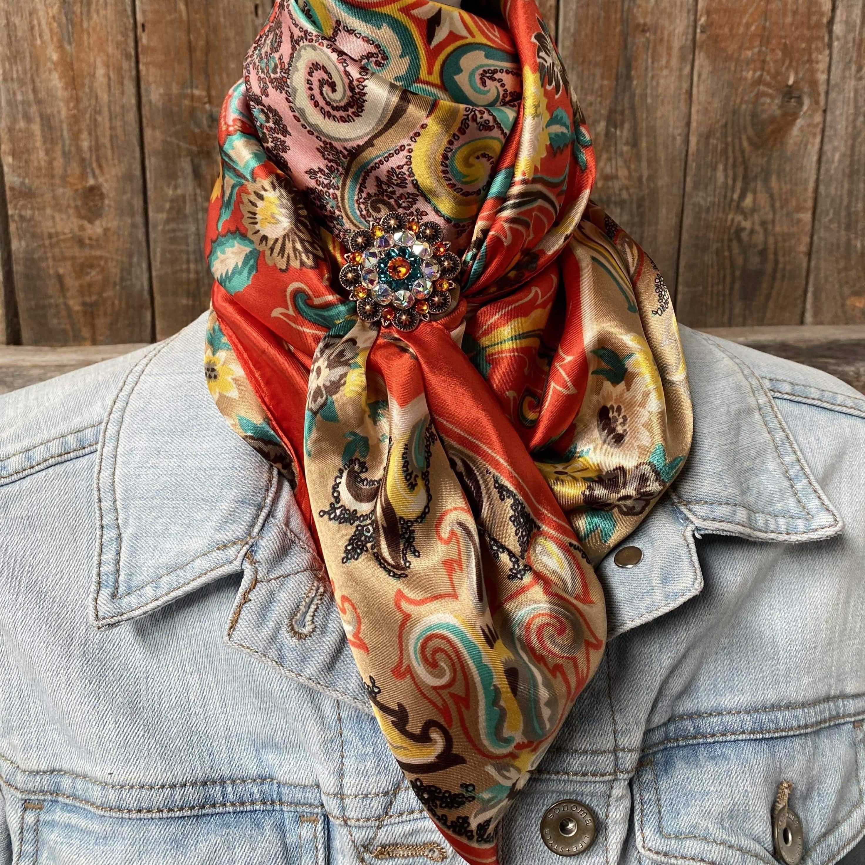 Wild Rags WRC231A That So 70's Wild Rag/Scarf - Copper Fire Opal, Teal, & AB Slide WRC231A