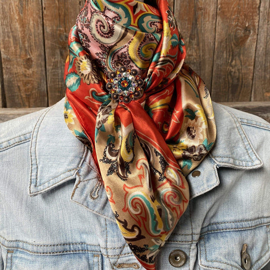 Wild Rags WRC231A That So 70's Wild Rag/Scarf - Copper Fire Opal, Teal, & AB Slide WRC231A