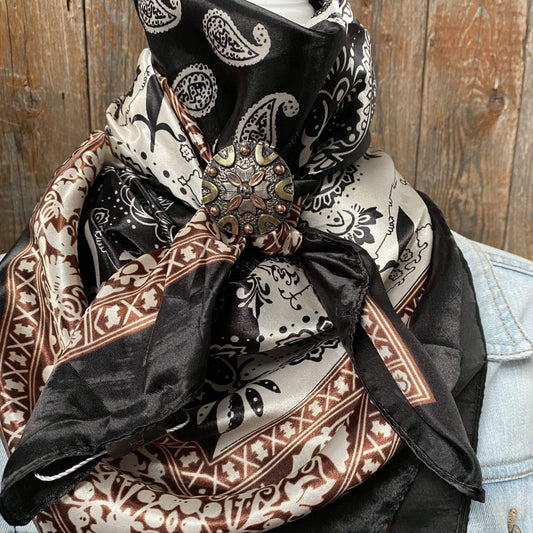 Wild Rags WRC2559A Two Tone Black Paisley Wild Rag / Scarf -W147 Slide WRC2559A