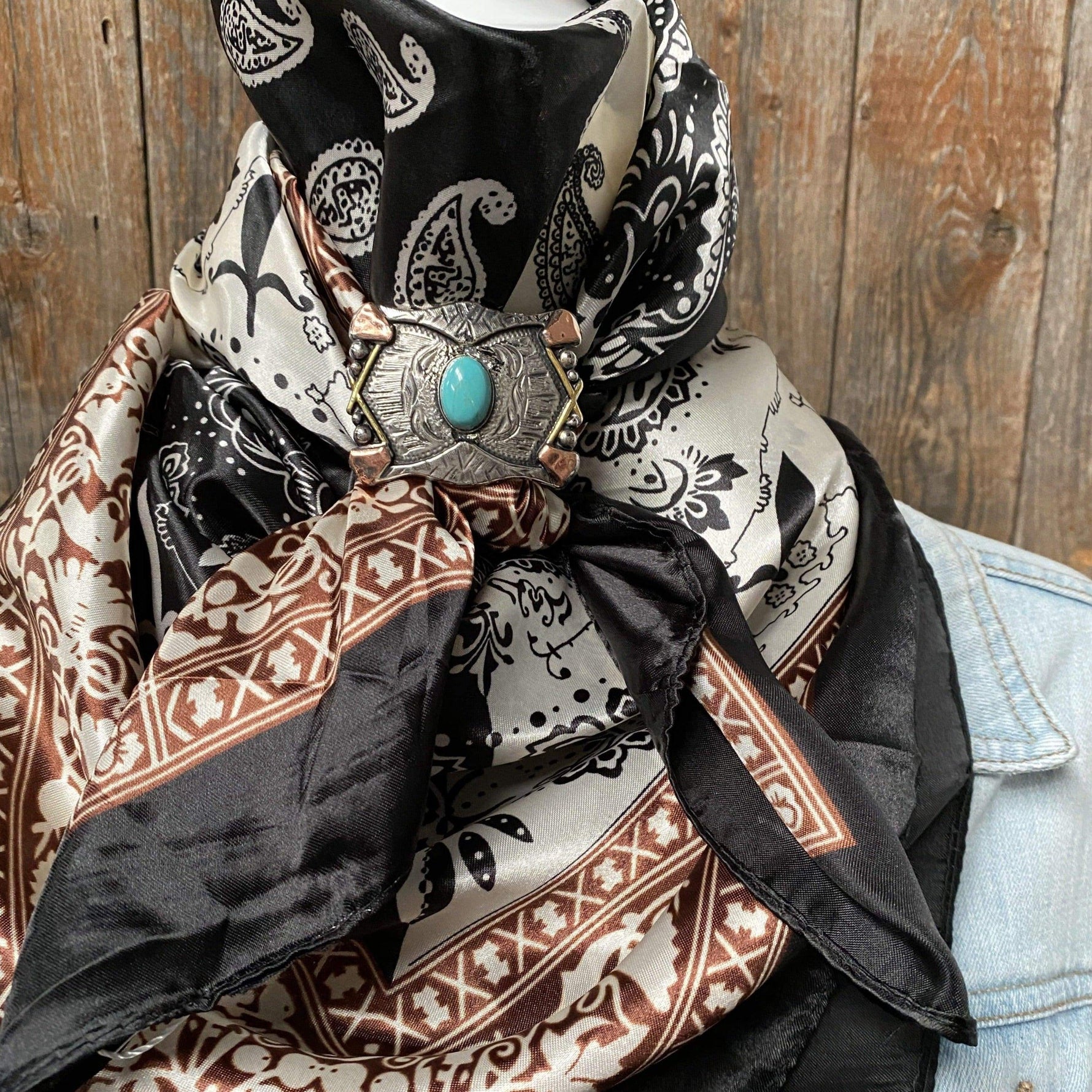 Wild Rags WRC2559B Two Tone Black Paisley Wild Rag / Scarf -W115 Slide WRC2559B