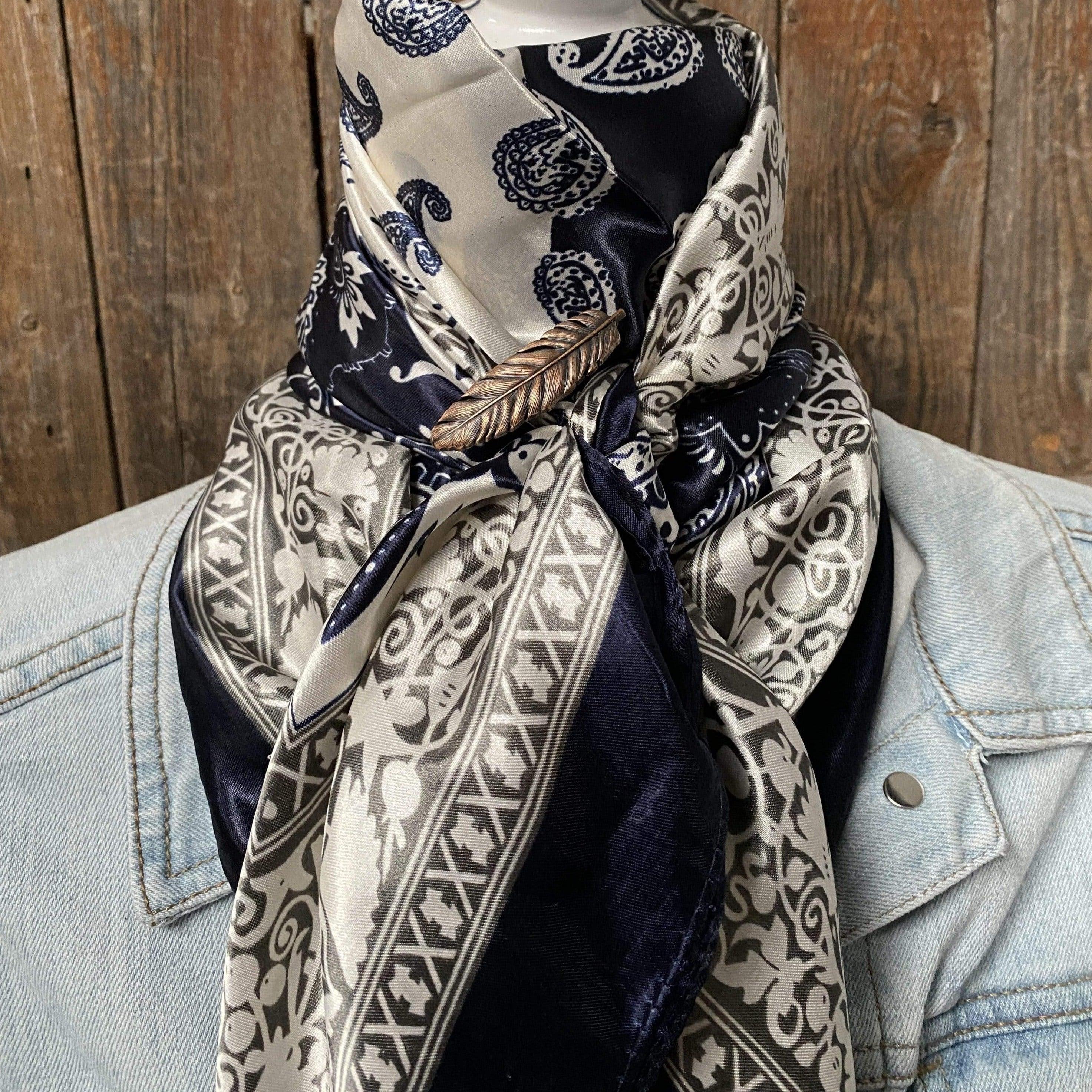 Wild Rags WRC2561B Two Tone Navy Paisley Wild Rag / Scarf -W169L Slide WRC2561B