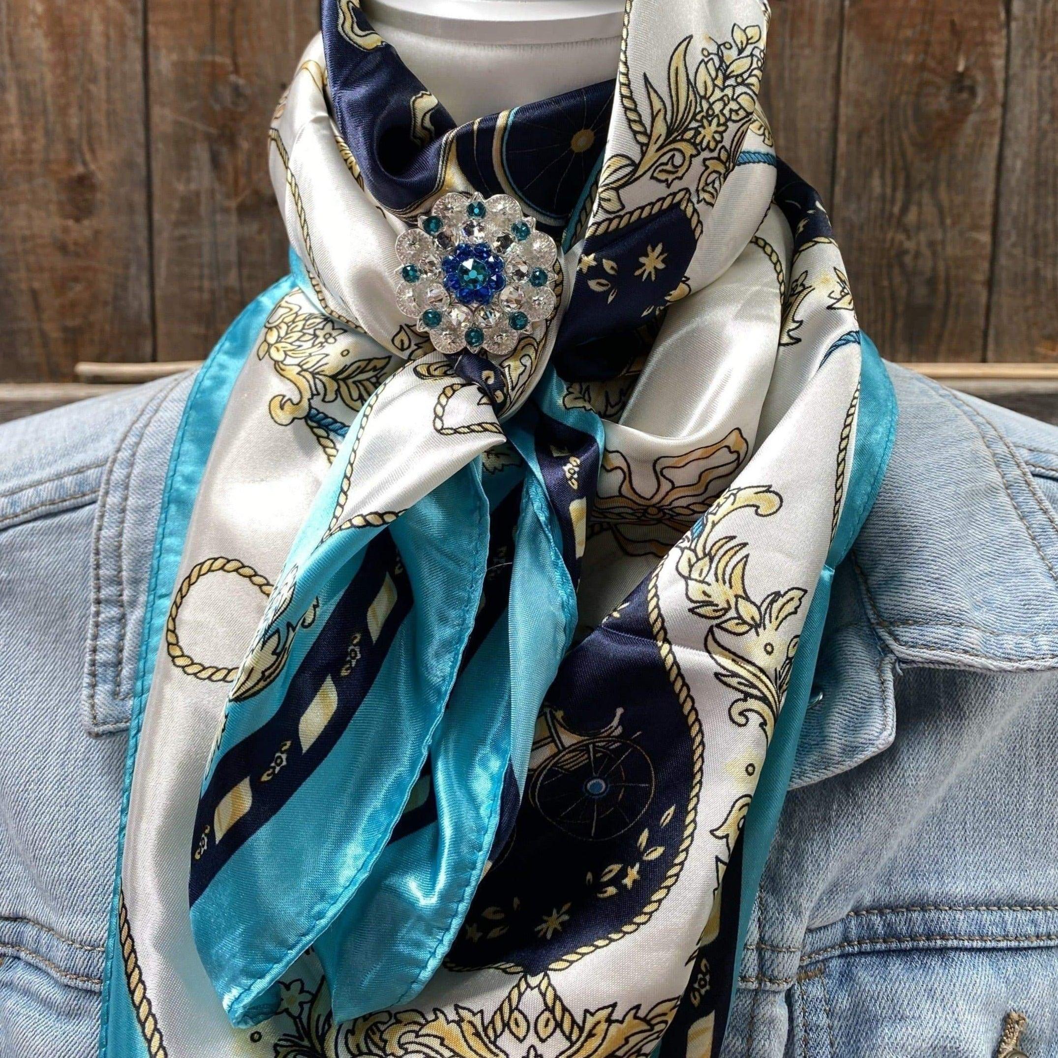 Wild Rags WRC326A Turquoise Floral Wild Rag/Scarf - Bright Teal, Capri & Clear Slide WRC326A