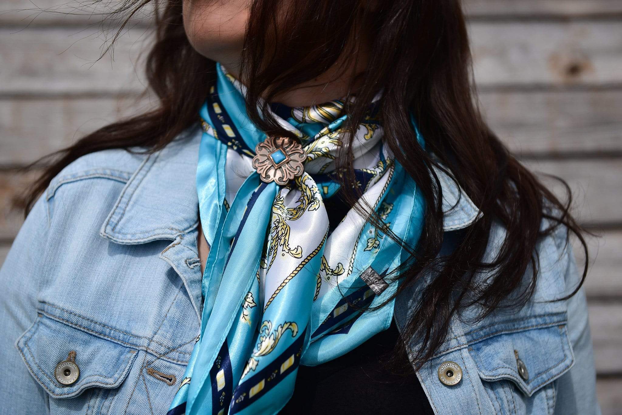 Wild Rags WRC326C Ornate Turquoise Wild Rag / Scarf - W141L Slide WRC326C