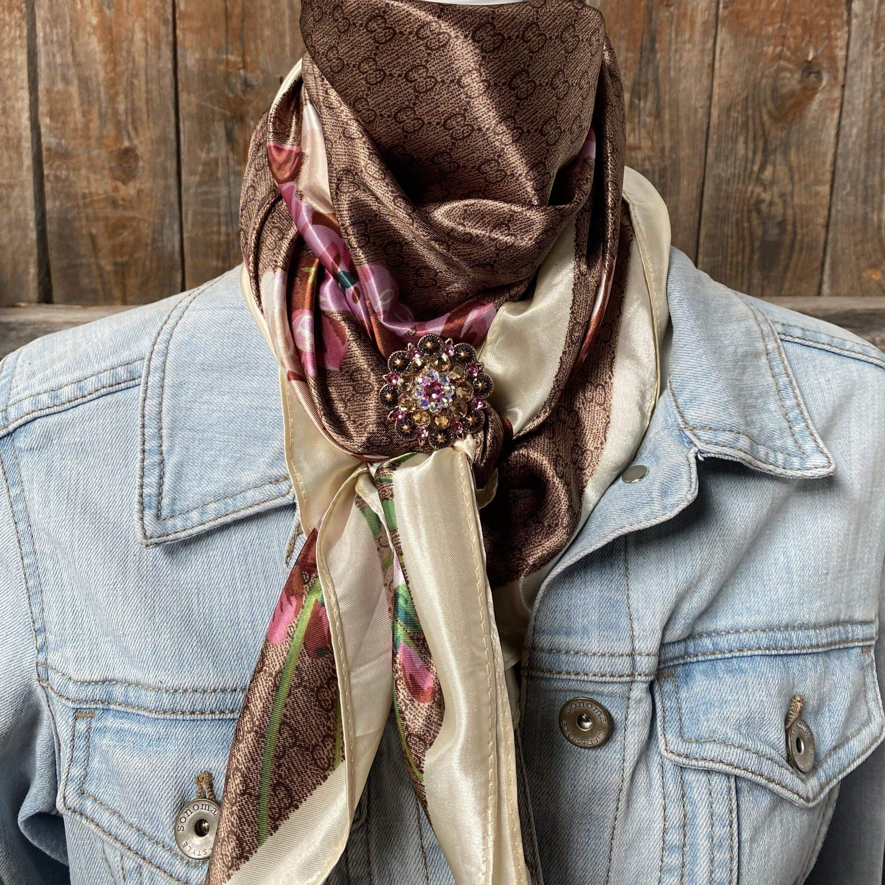 Wild Rags WRC406A Cherry Blossom Wild Rag / Scarf - Copper Pink, AB & Champagne Slide WRC406A