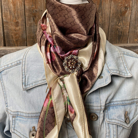 Wild Rags WRC406B Cherry Blossom Wild Rag / Scarf - Antique Topaz & Champagne Slide WRC406B