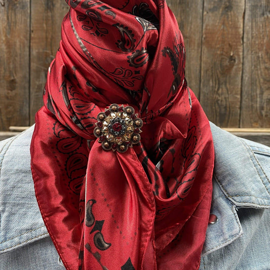 Wild Rags WRC434A Red & Black Paisley Wild Rag/Scarf - Copper Ruby, Jet & Champagne  Slide WRC434A