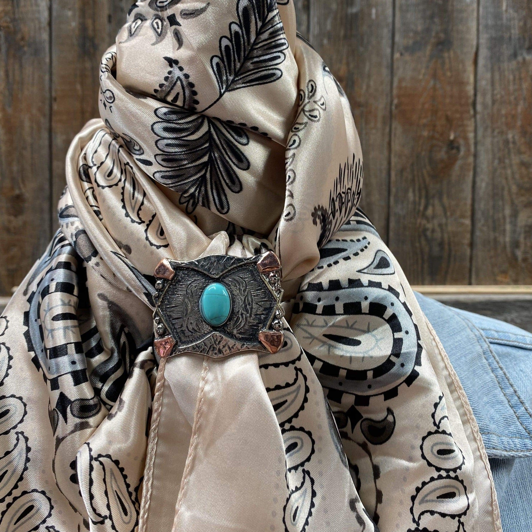 Wild Rags WRC435B Light Pink & Silver Paisley Wild Rag/Scarf - W115L Slide WRC435B