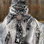 Wild Rags WRC444A Black/White Polka Dot & Paisley Wild Rag/Scarf - Antique AB Slide WRC444A