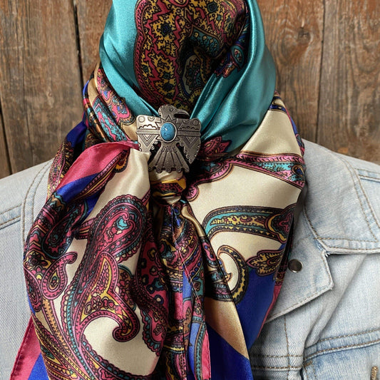 Wild Rags WRC606A Electric Turquoise Paisley Wild Rag / Scarf -W181L Slide WRC606A