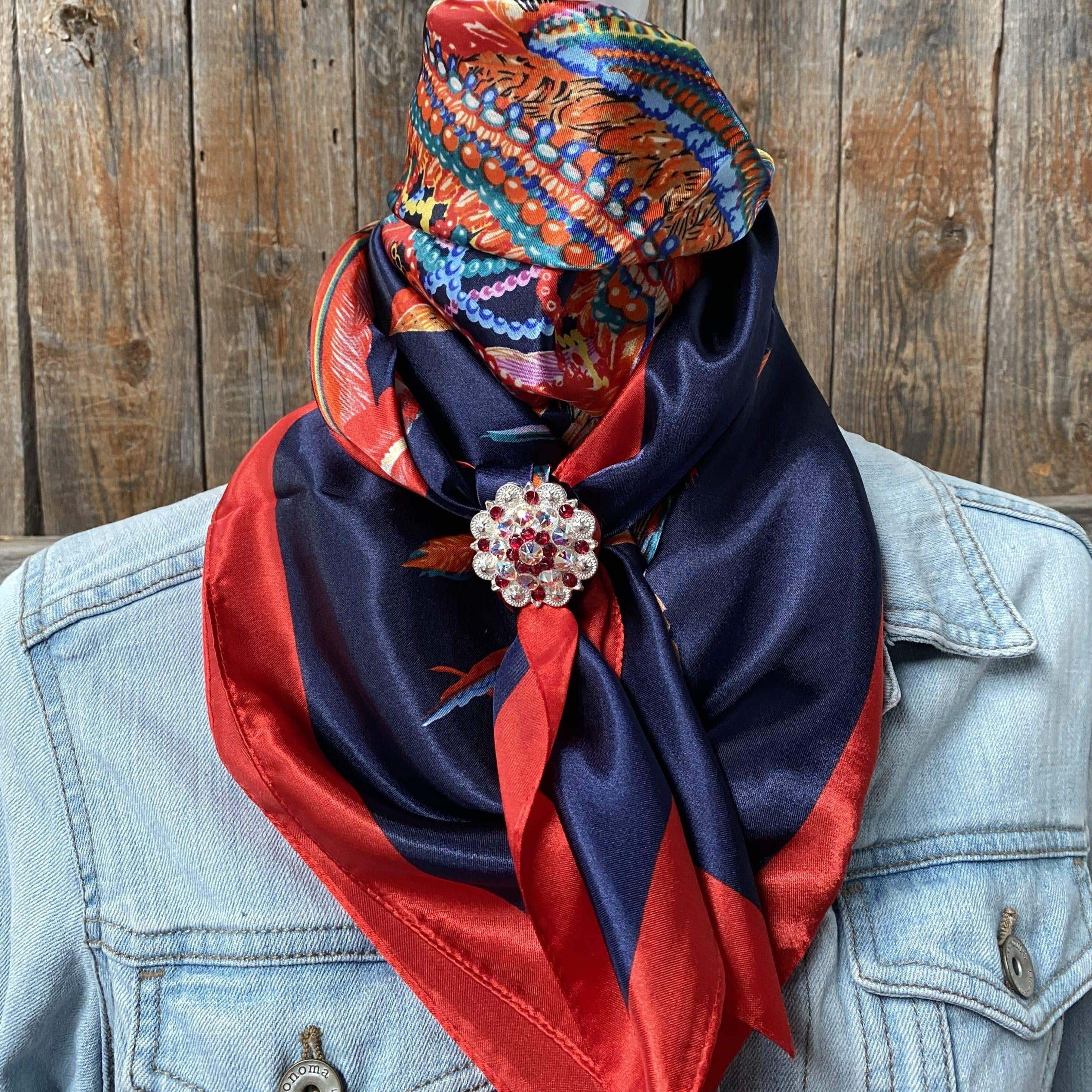 Wild Rags WRC642B Feathers Wild Rag / Scarf - Bright Ruby & AB Slide WRC642B