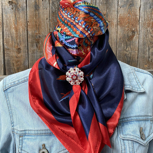 Wild Rags WRC642B Feathers Wild Rag / Scarf - Bright Ruby & AB Slide WRC642B