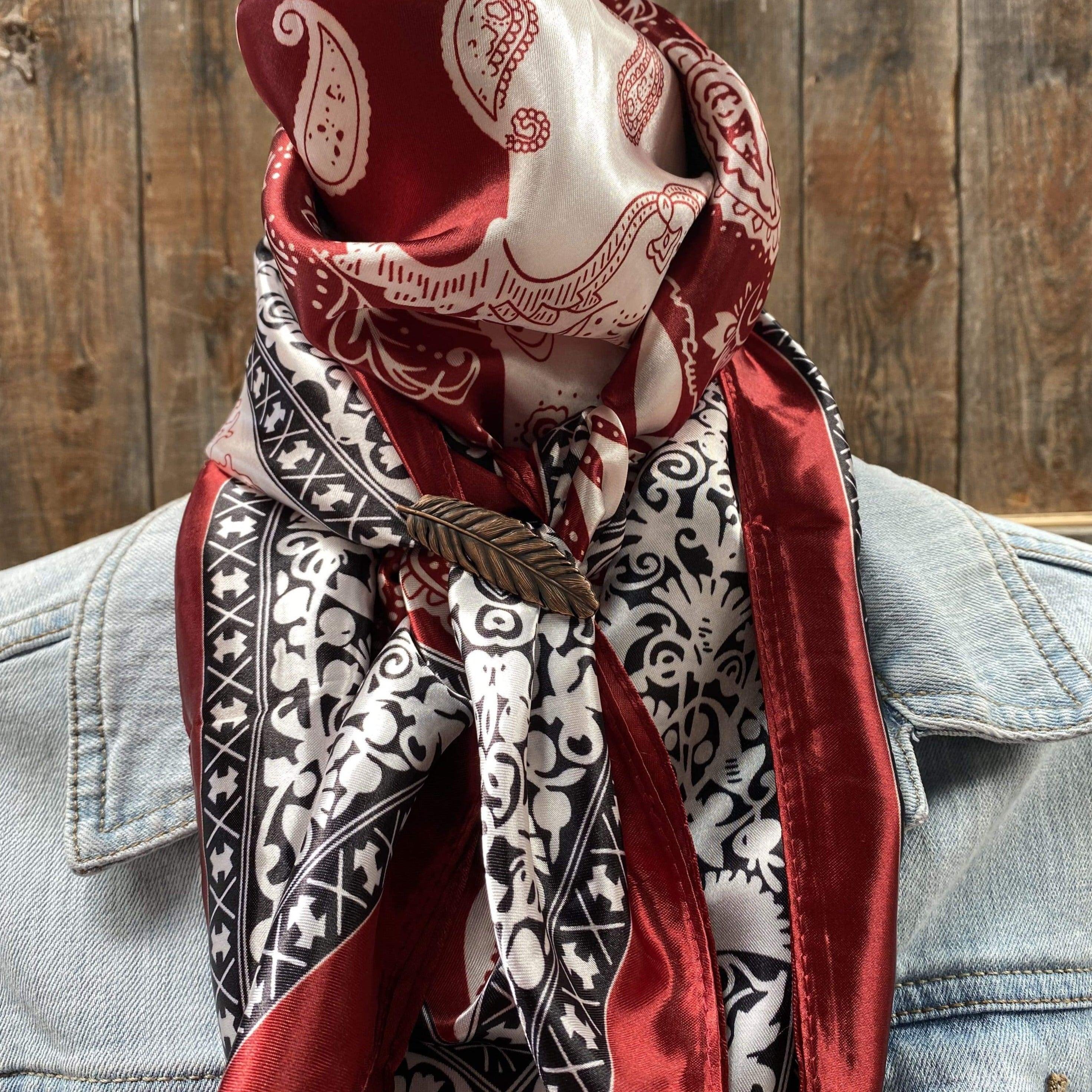 Wild Rags WRC687B Wine Red/Cream Paisley Wild Rag/Scarf - W169S Slide WRC687B