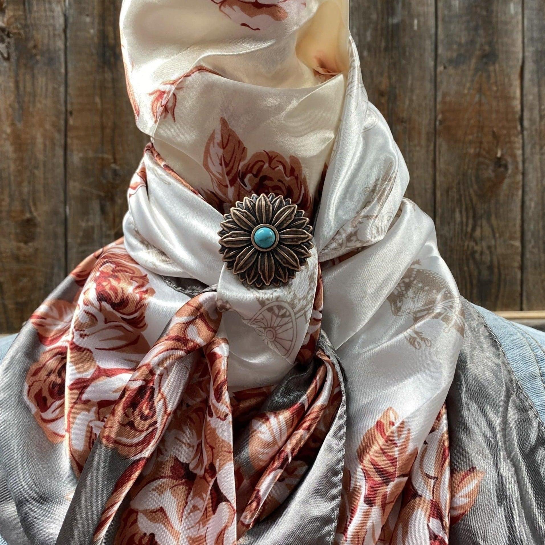 Wild Rags WRC852B Grey & Pink Floral Wild Rag/Scarf - W132L Slide WRC852B