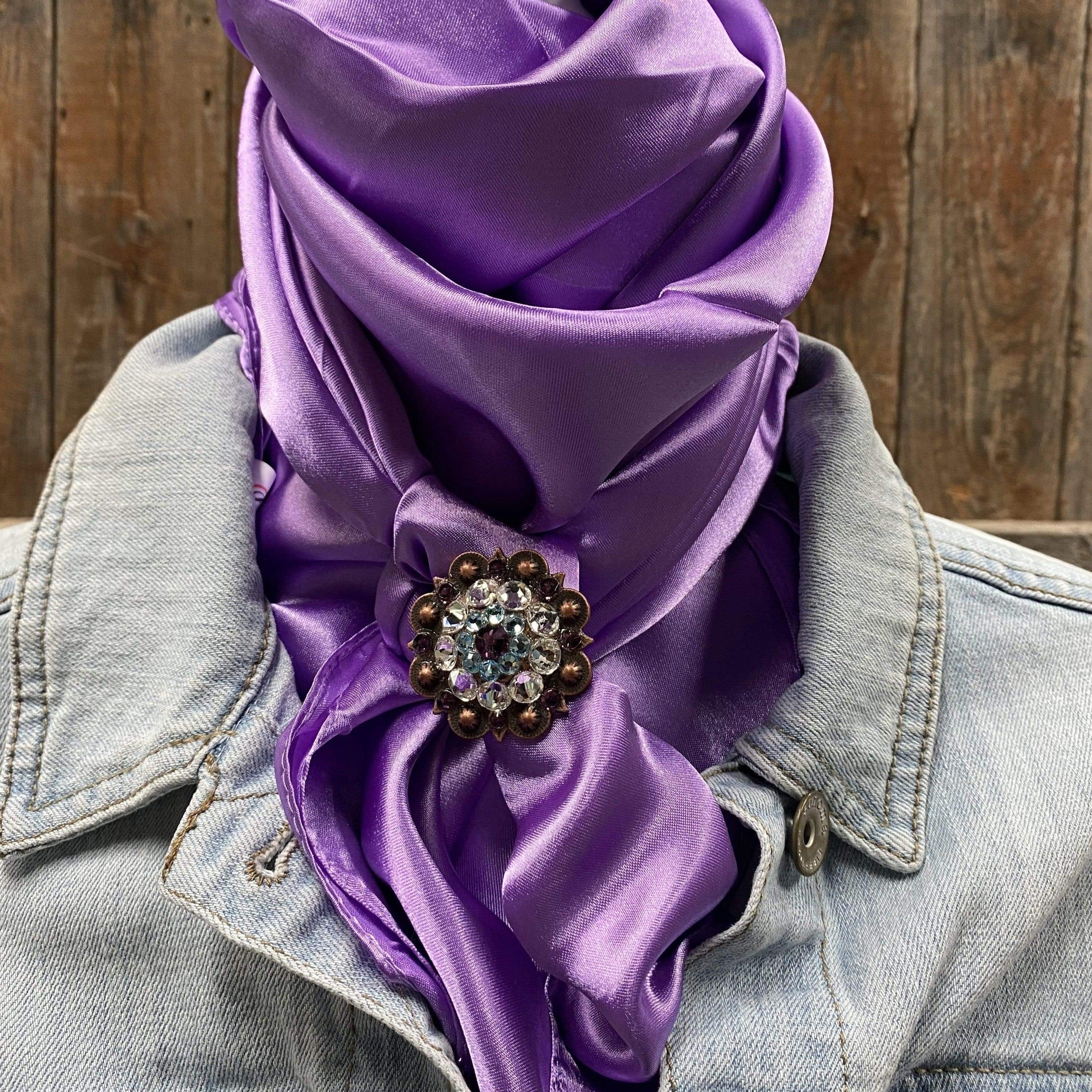 Wild Rags WRSC13A Solid Lavender Wild Rag/Scarf - Copper Amethyst, Aqua, & Clear Slide WRSC13A