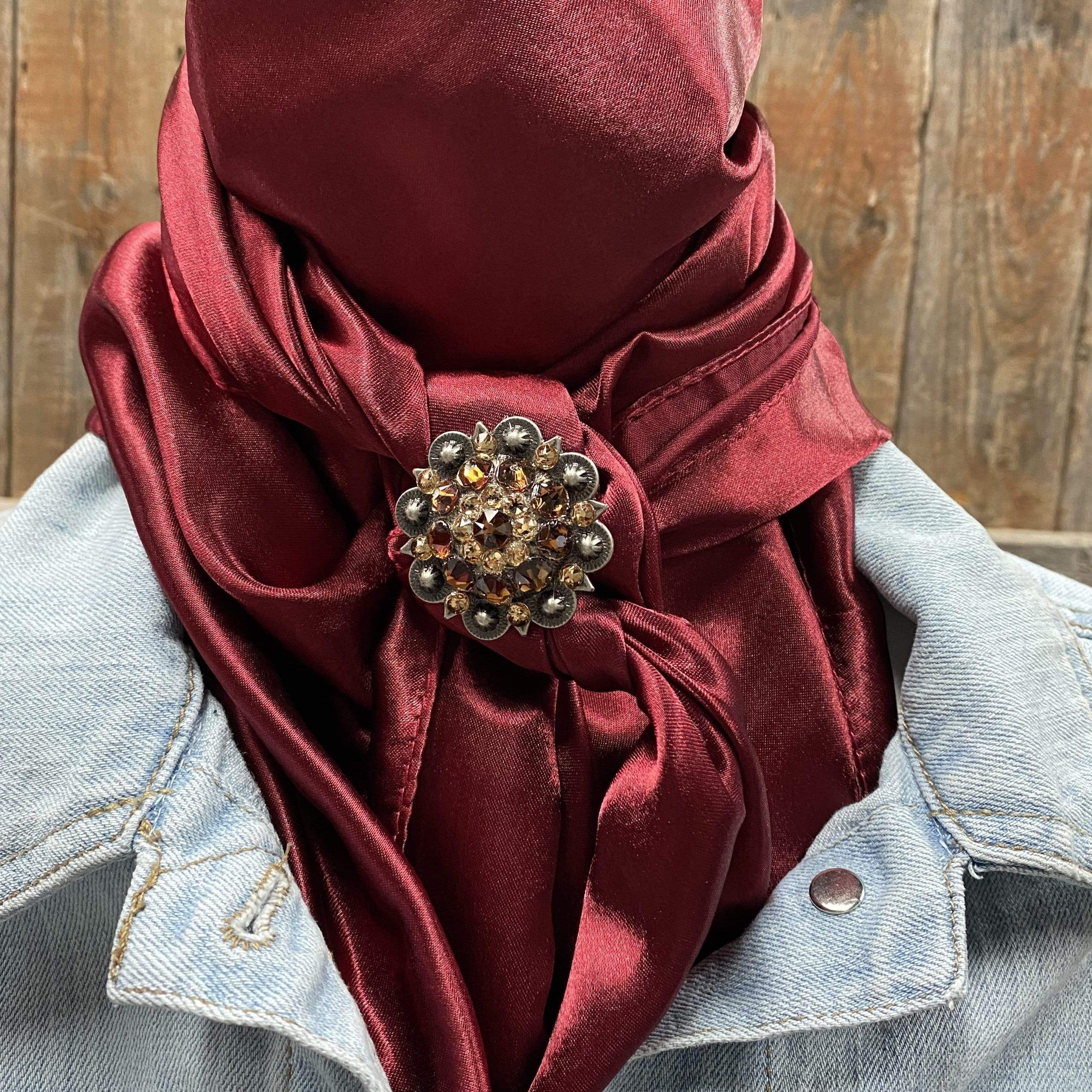 Wild Rags WRSC14A Solid Burgundy Wild Rag/Scarf - Antique Champagne & Topaz Slide WRSC14A