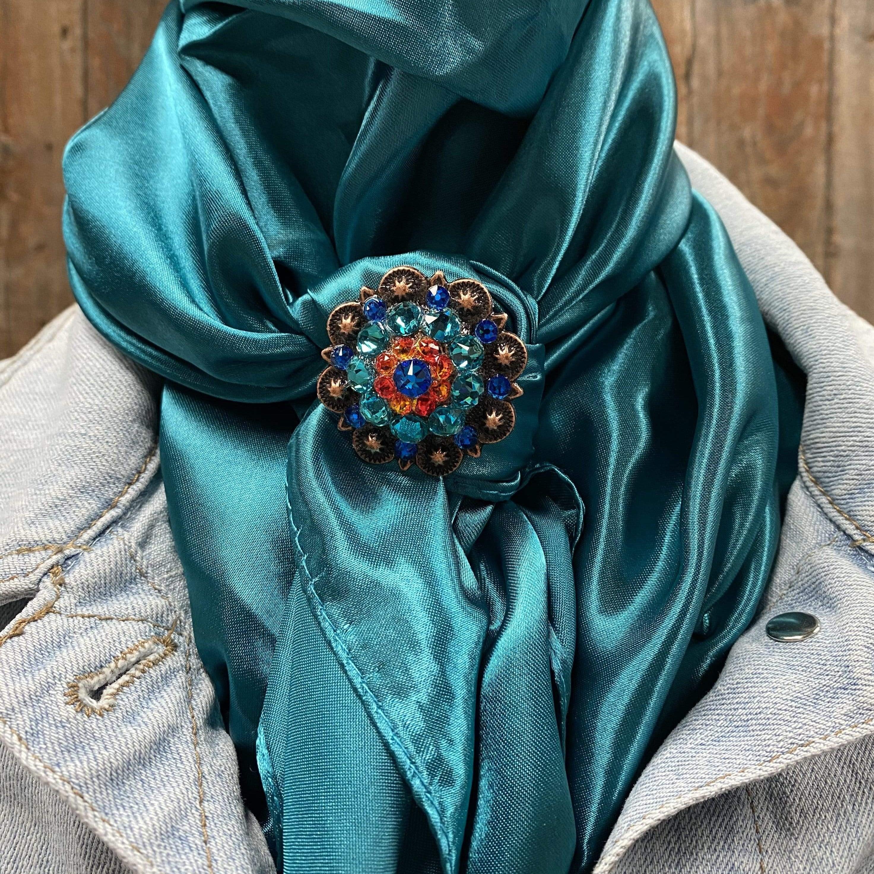 Wild Rags WRSC5A Solid Teal Wild Rag/Scarf - Copper Capri, Fire Opal, & Teal Slide WRSC5A
