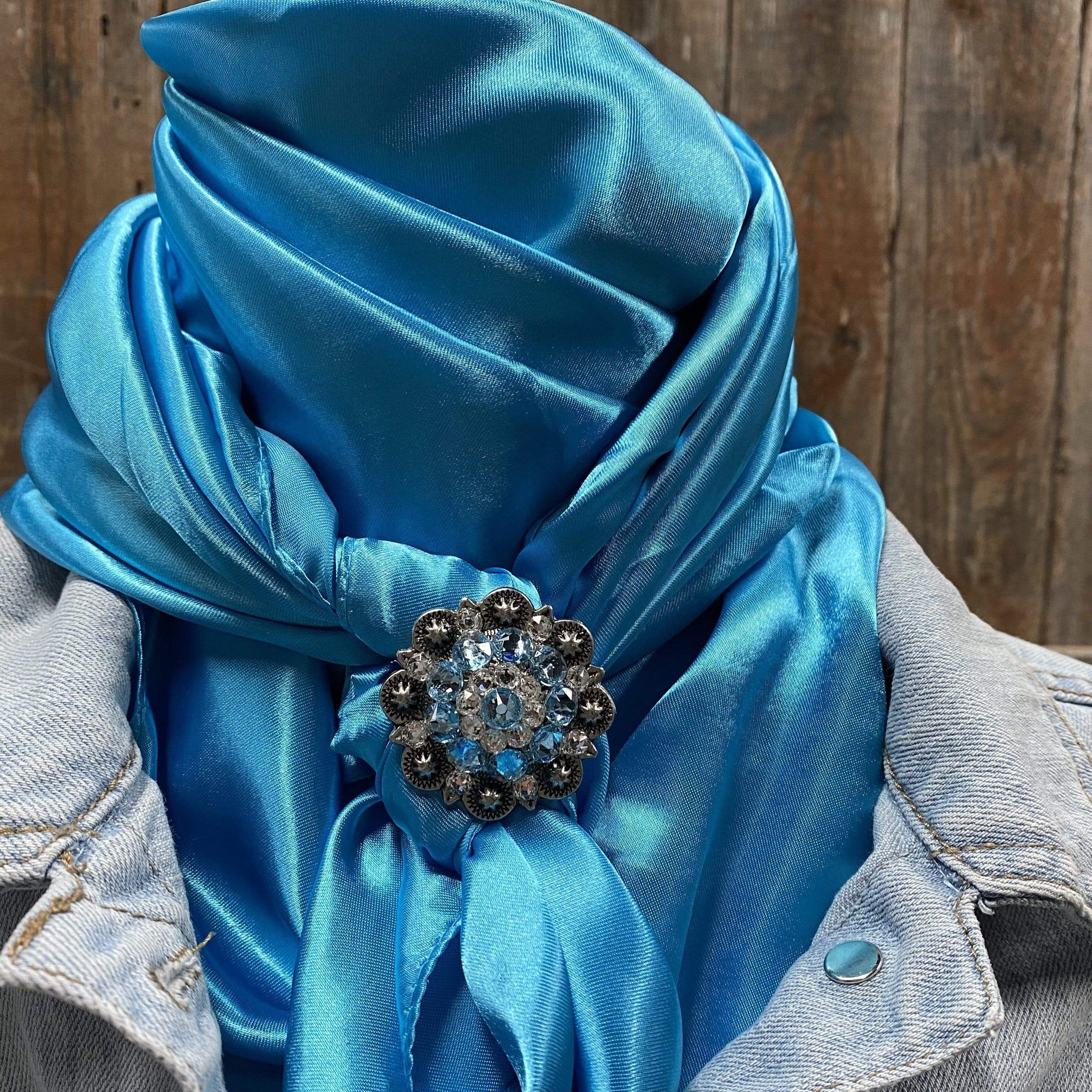 Wild Rags WRSC8A Solid Aqua Wild Rag/Scarf - Antique Aqua & Clear Slide WRSC8A